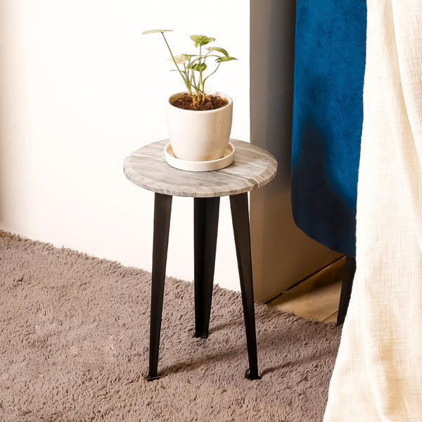 Grey Wooden Plant Stand with Metal Legs