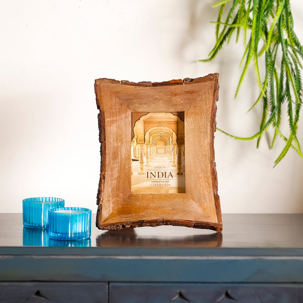 Textured Wooden Bark Photo Frame
