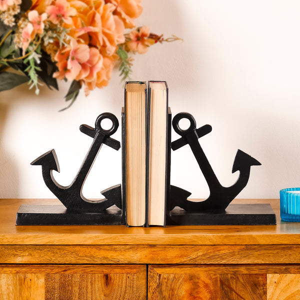 Black Anchor Bookend Set