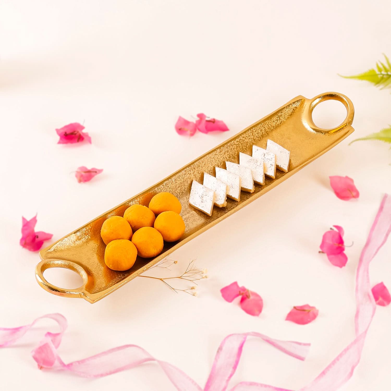 Gold Tray with Circular Handles