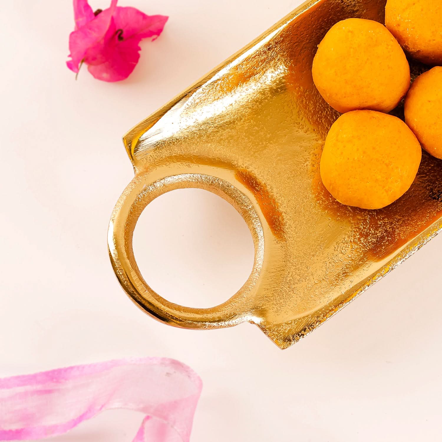 Gold Tray with Circular Handles