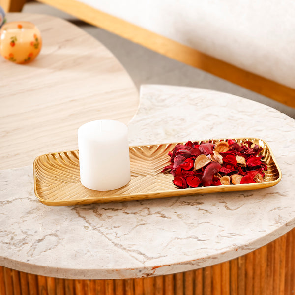 Luxury Rectangular Gold Decorative Tray for Center Table & Home Décor