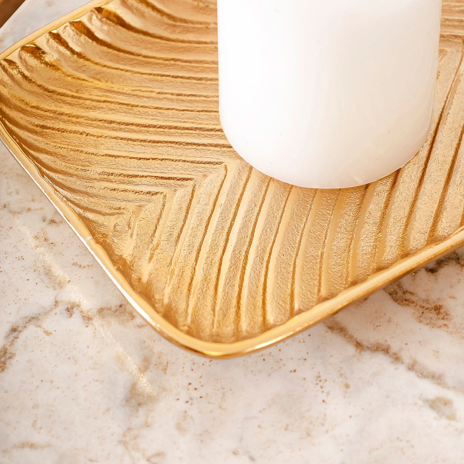 Luxury Rectangular Gold Decorative Tray for Center Table & Home Décor