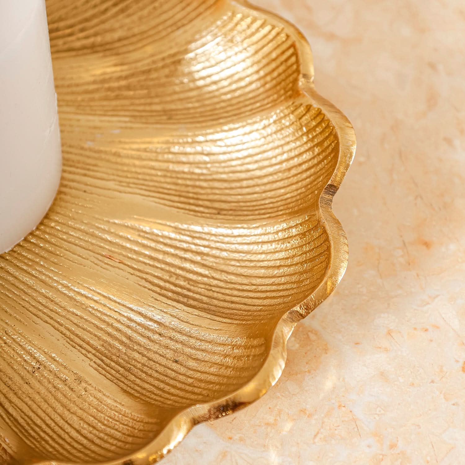 Premium Gold Scalloped Leaf Tray for Table Décor & Serving