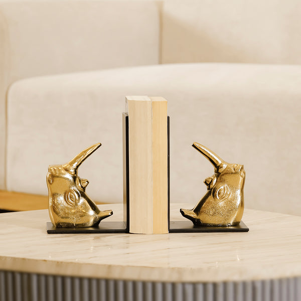 Premium Golden Rhino Bookend