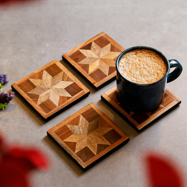 Marquetry Flower Coasters