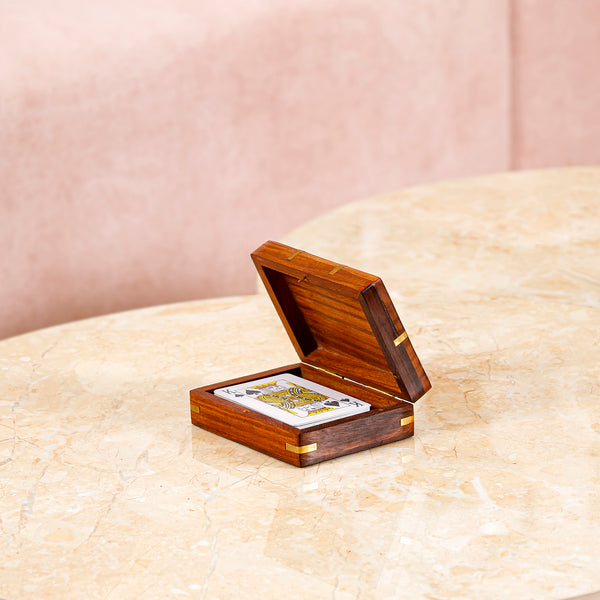 Small Wooden Storage Card Box – Handcrafted Keepsake Box with Hinged Lid