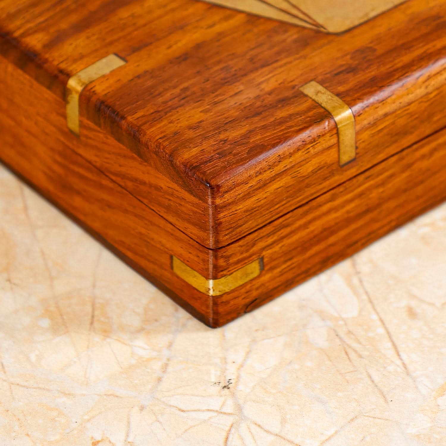 Small Wooden Storage Card Box – Handcrafted Keepsake Box with Hinged Lid