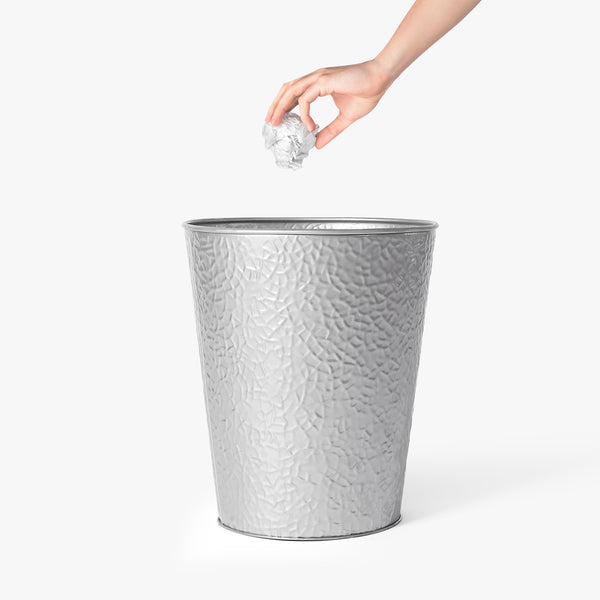 Silver Finish Metal Dustbin