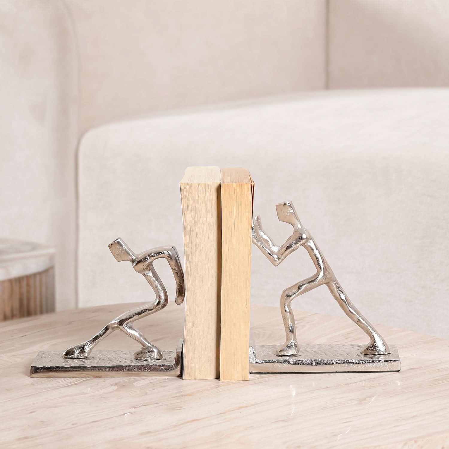 Silver Human Figurine Bookends (Set of 2)