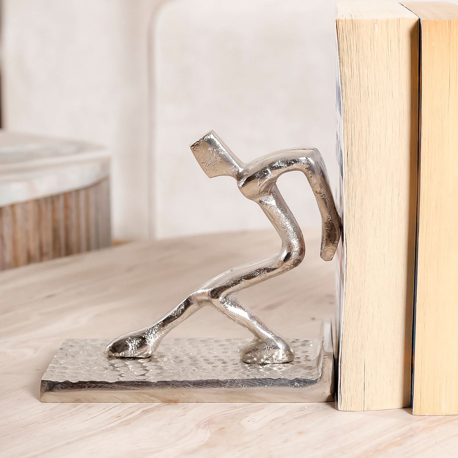 Silver Human Figurine Bookends (Set of 2)