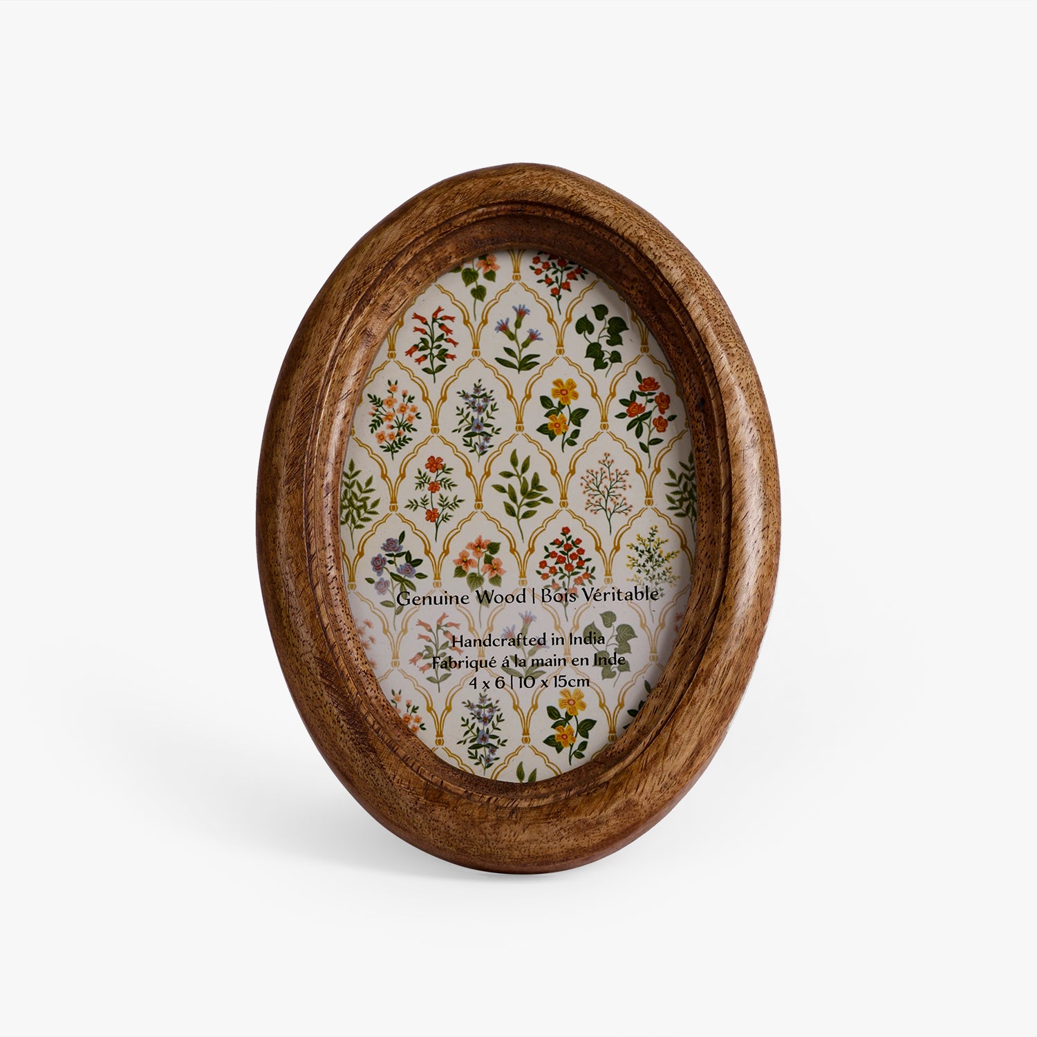Oval Wooden Photo Frame for Tabletop Styling, 4x6 Inch Picture Frame for Home Decor & Gifting