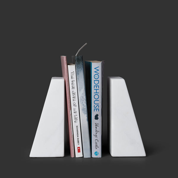 White Marble Bookends (Set of 2)- Minimal Geometric