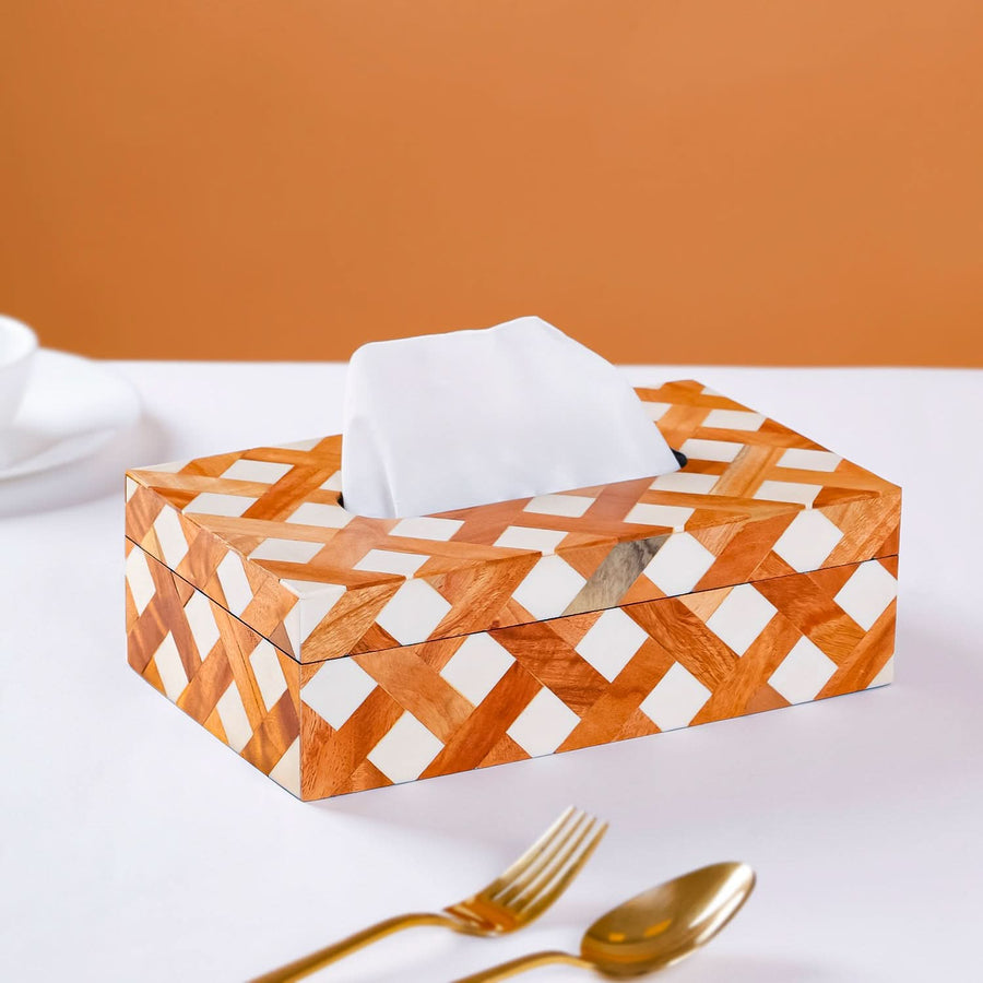 Orange & White Decorative Tissue Holder for Home & Office Decor