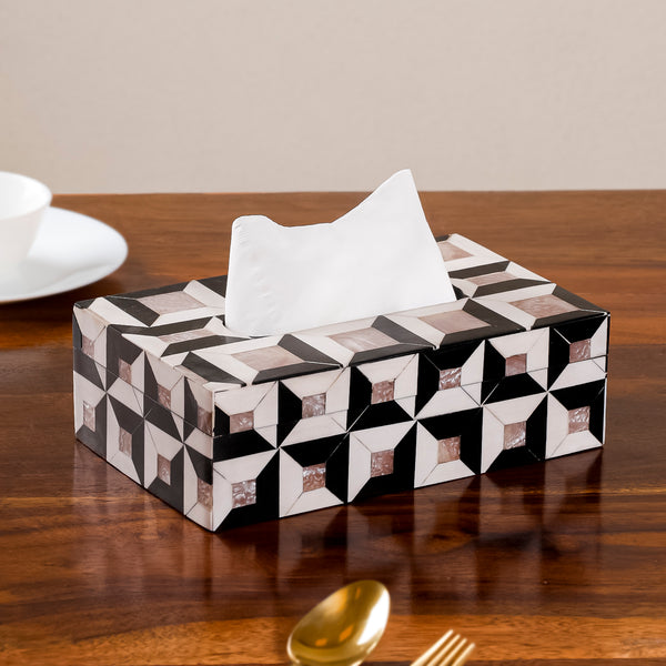Black & White Resin Tissue Box Holder – Decorative Tissue Dispenser for Modern Home & Office Decor