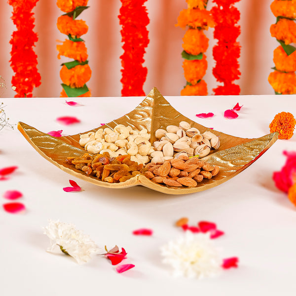 Golden Leaf Tray for Festive Home Decoration