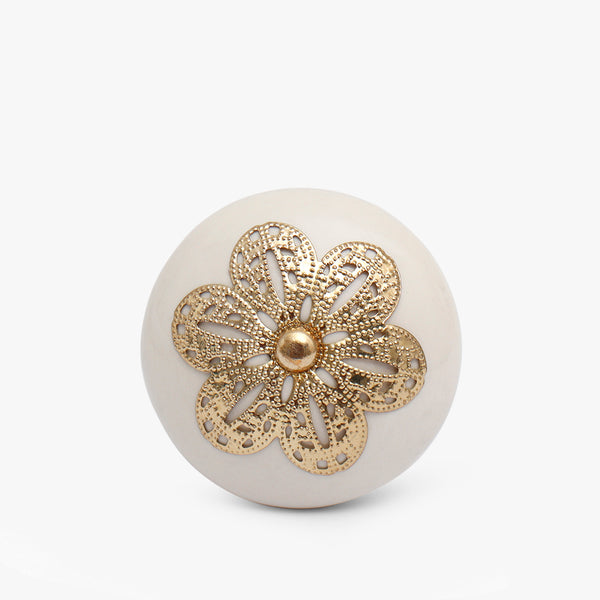 Floral Off-White Knobs (Set Of 6)