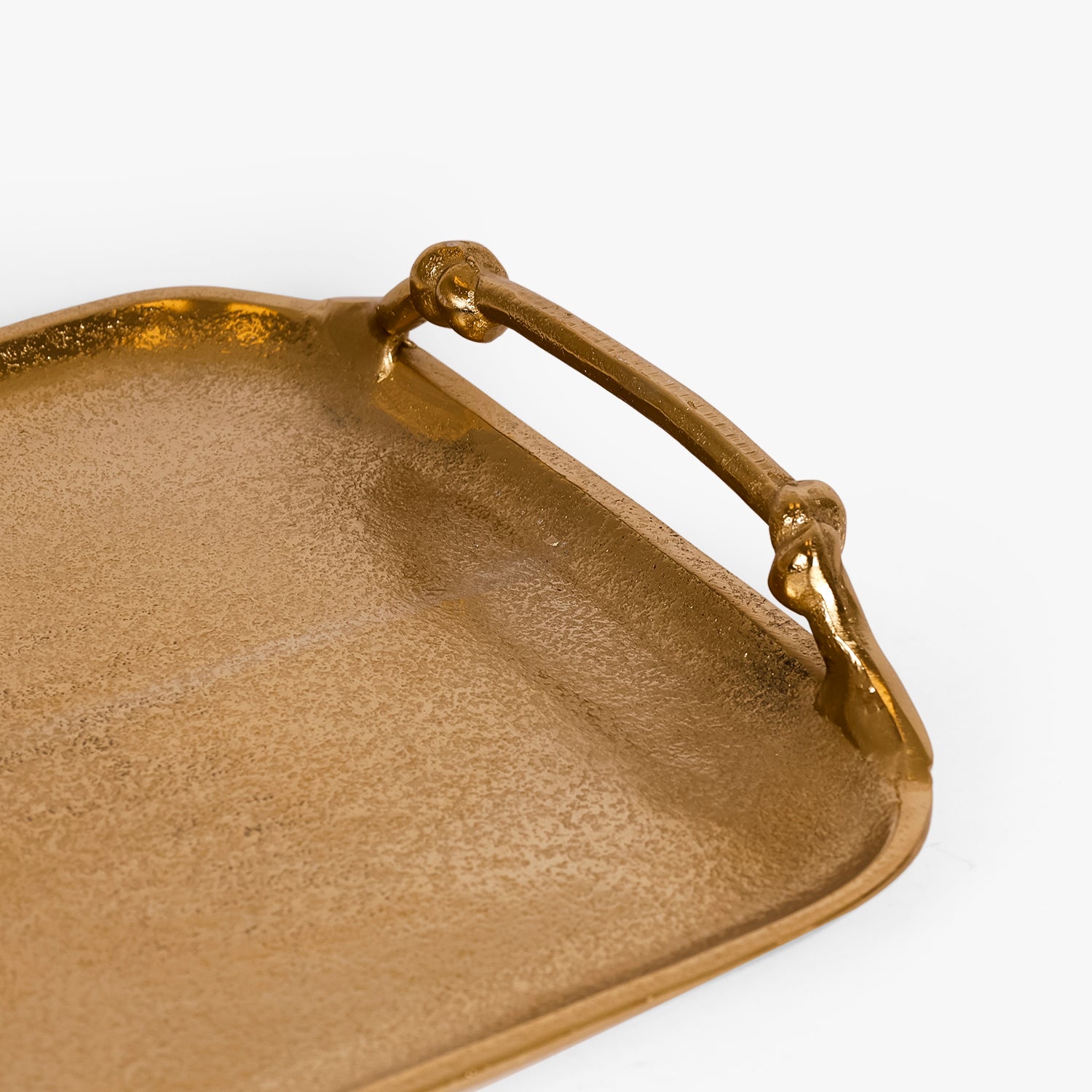 Antique Gold Metal Tray with Handles | Decorative Rectangular Serving Tray