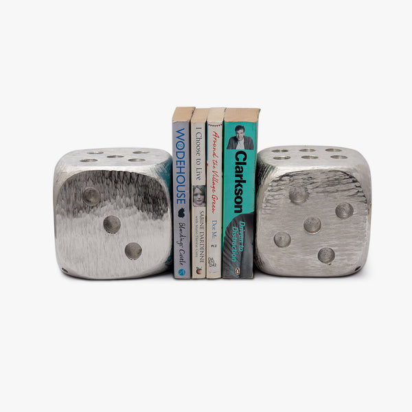 Silver Dice Metal Bookends