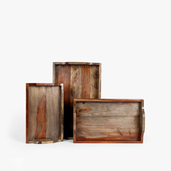 Distressed Trio Wooden Tray Set