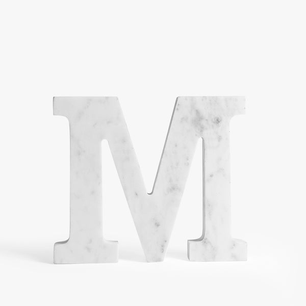 Alphabet 'M' White Marble Initial