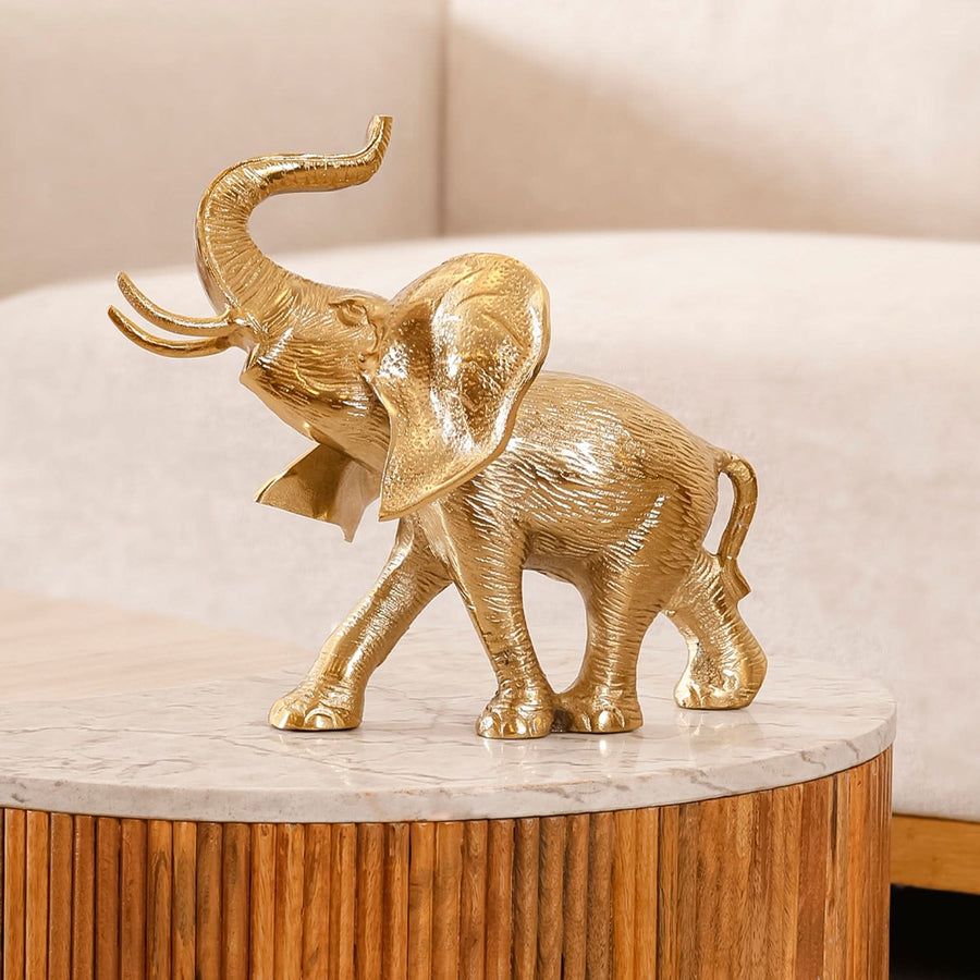 Golden Elephant Figurine Showpiece | Luxury Home Décor Accent
