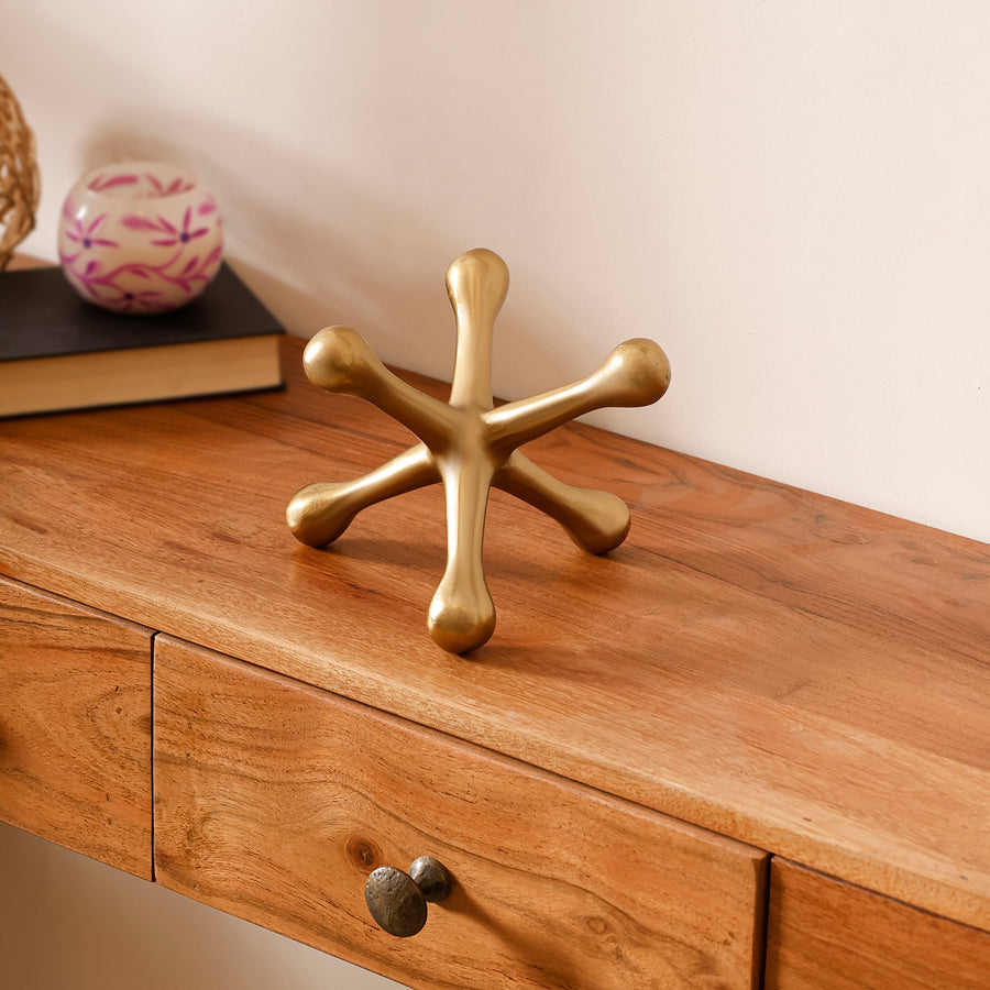 Gold Aluminium Jack Sculpture Showpiece for Tabletop, Shelf,