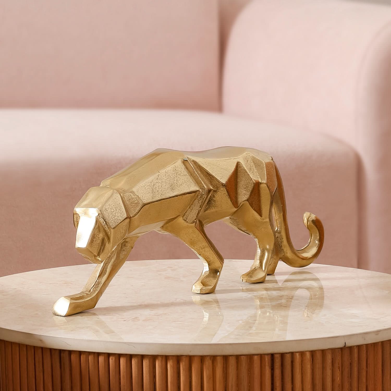 Gold Panther Figurine for Home Decor | Metal Animal Sculpture