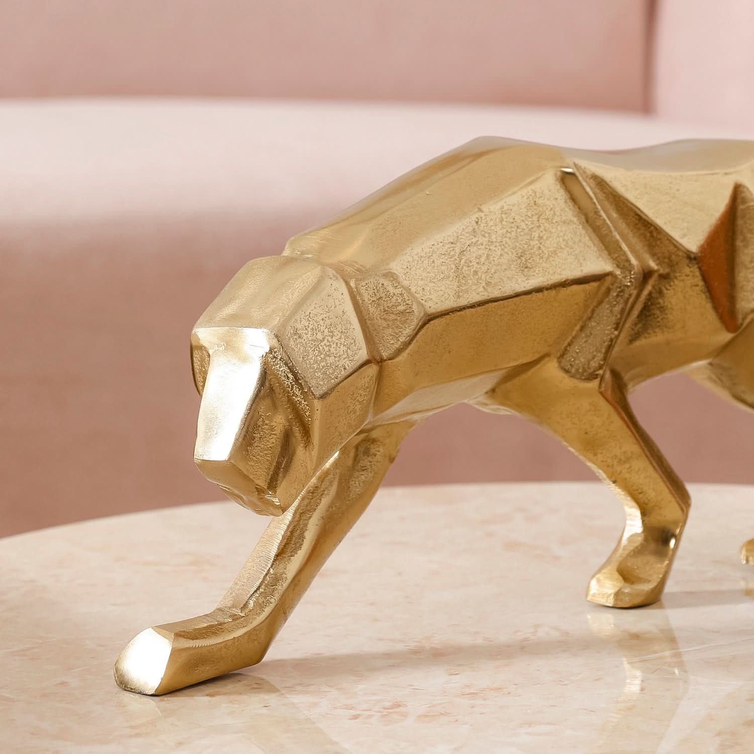 Gold Panther Figurine for Home Decor | Metal Animal Sculpture