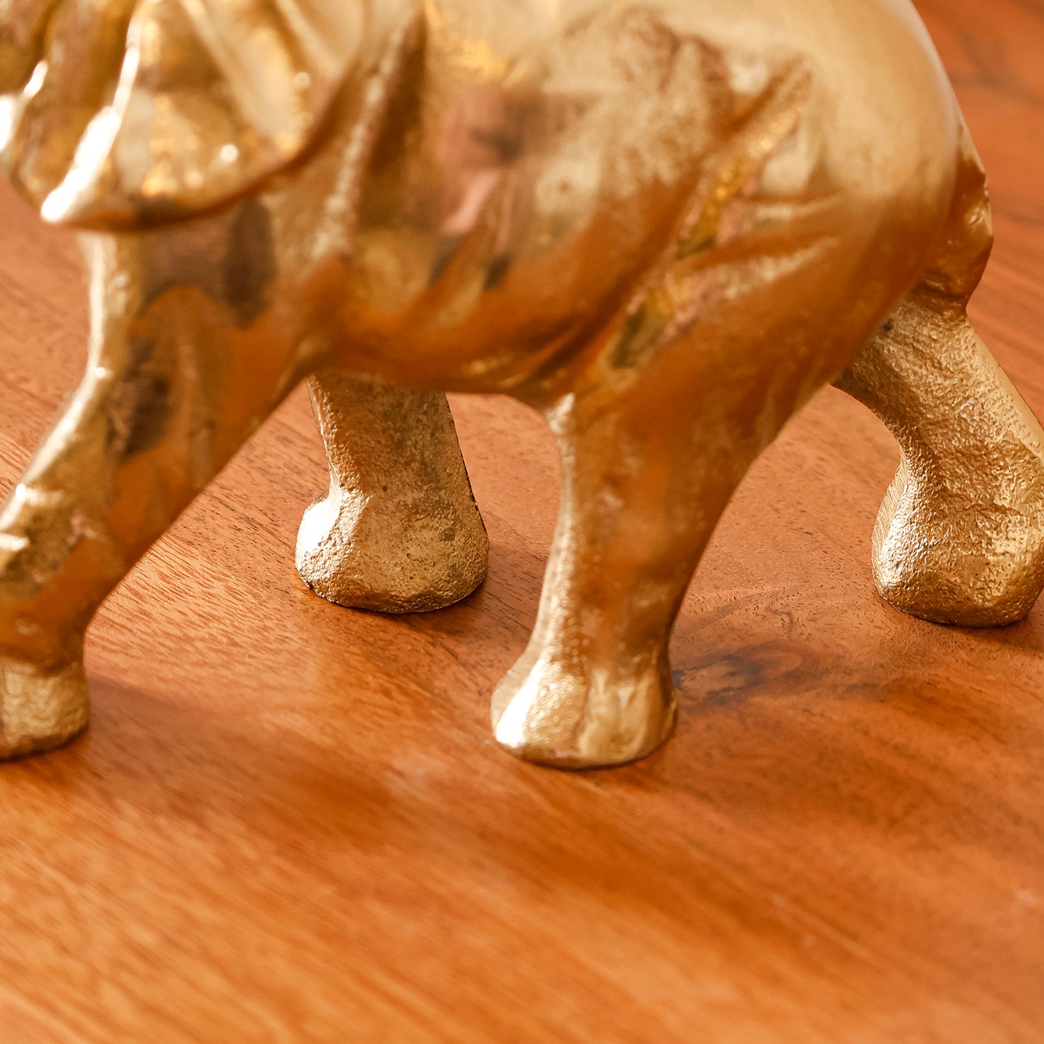Gold Aluminium Elephant Figurine Showpiece for Tabletop