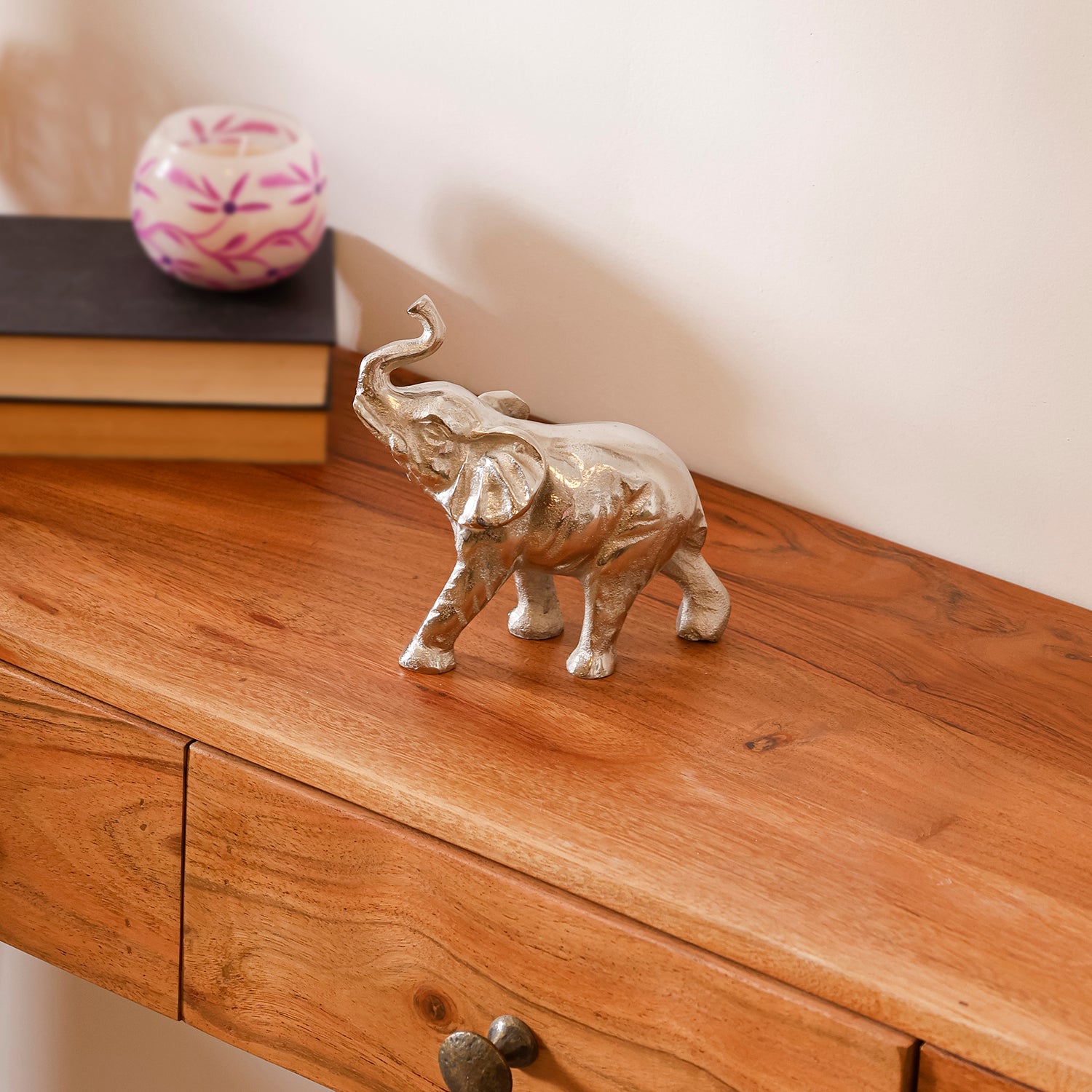Silver Aluminium Elephant Figurine Showpiece for Tabletop