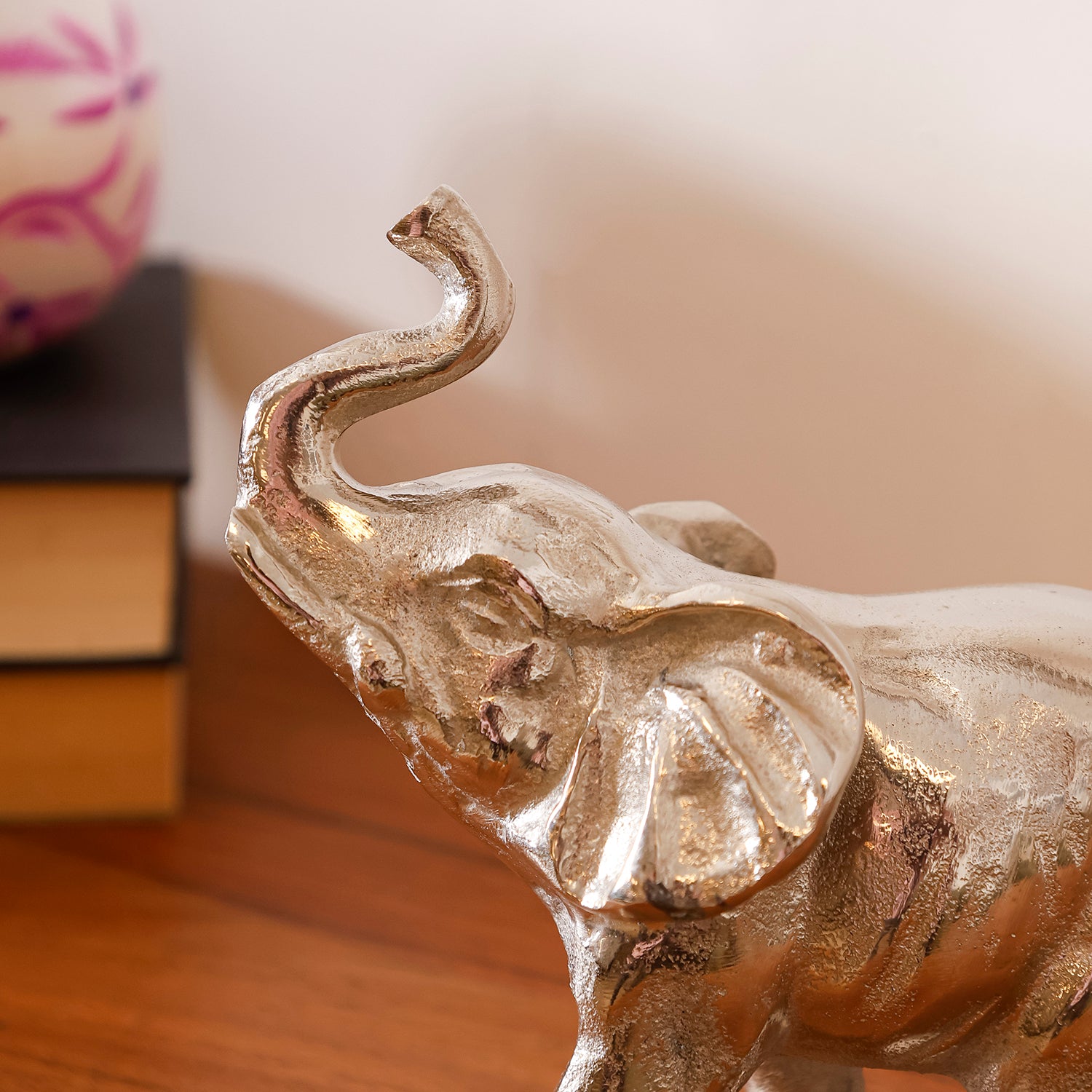 Silver Aluminium Elephant Figurine Showpiece for Tabletop