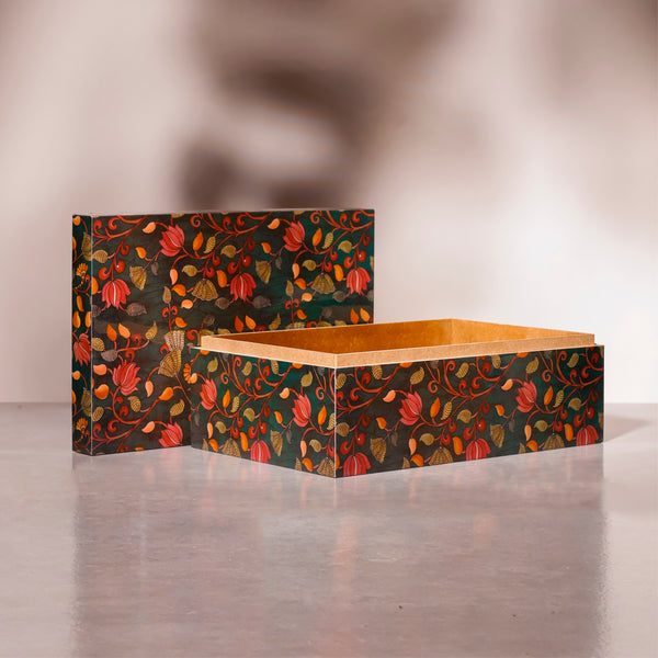 Kalamkari Storage Boxes – Decorative Wooden Organiser with Lids