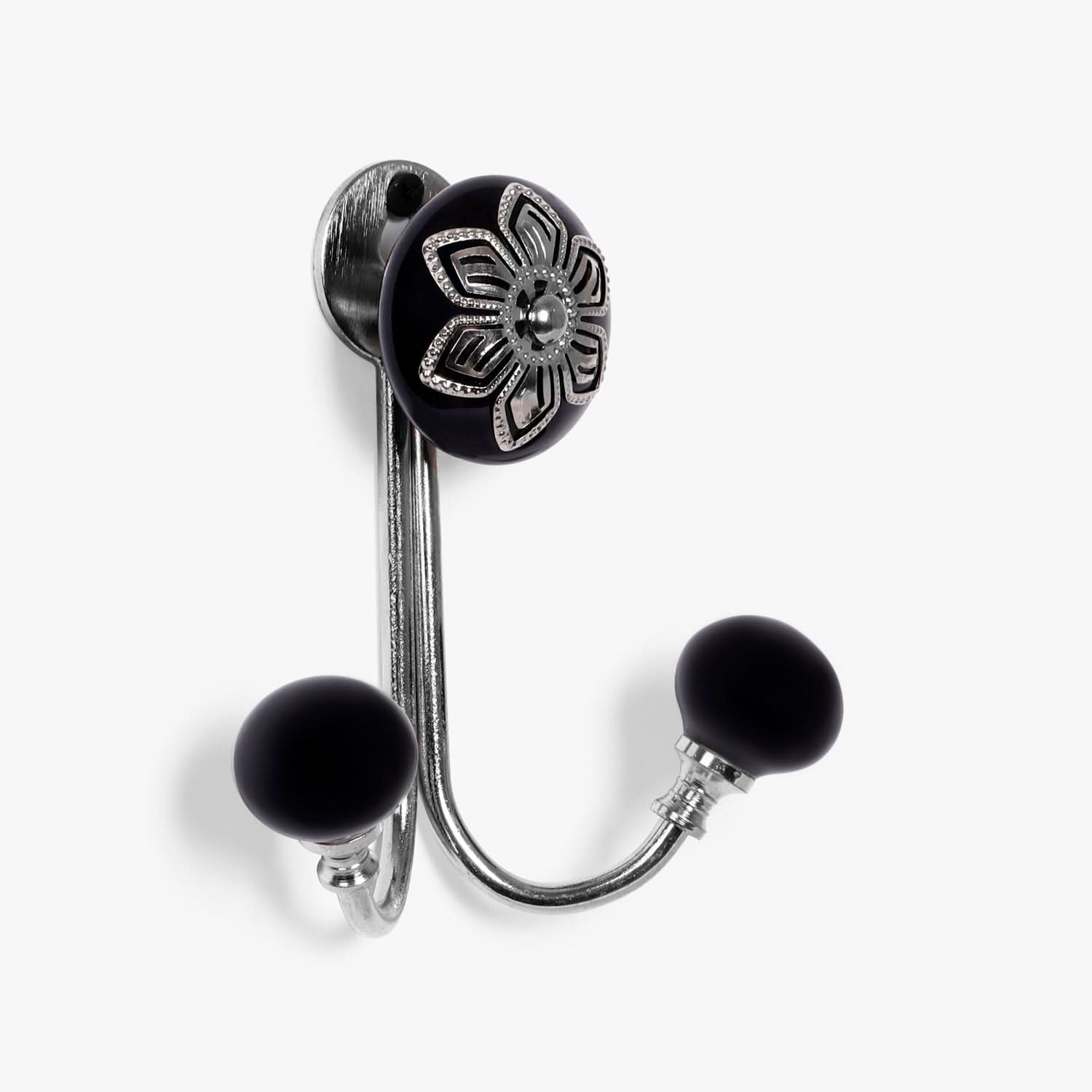 Black Silver Fleur Filigree Hooks
