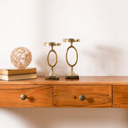 Gold Pillar Candle Holder Set of 2 for Tabletop, Dining Table