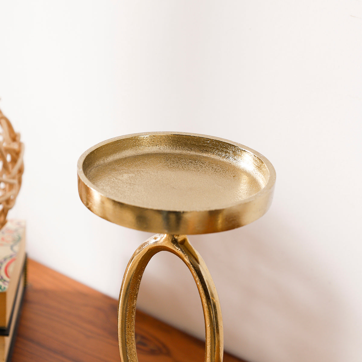 Gold Pillar Candle Holder Set of 2 for Tabletop, Dining Table