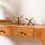 Gold Aluminium Jack Sculpture Set of 2 for Tabletop, Shelf