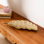 Gold Aluminium Leaf Decorative Tray for Tabletop, Console