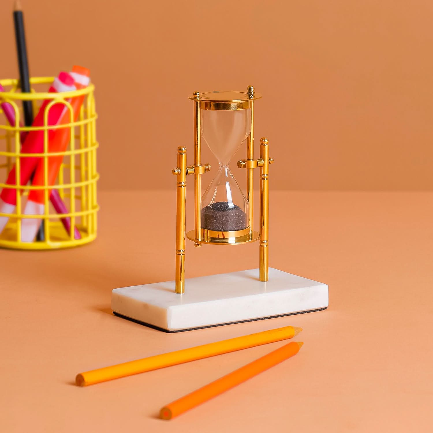 Luxurious Gold Hourglass Timer with Marble Base