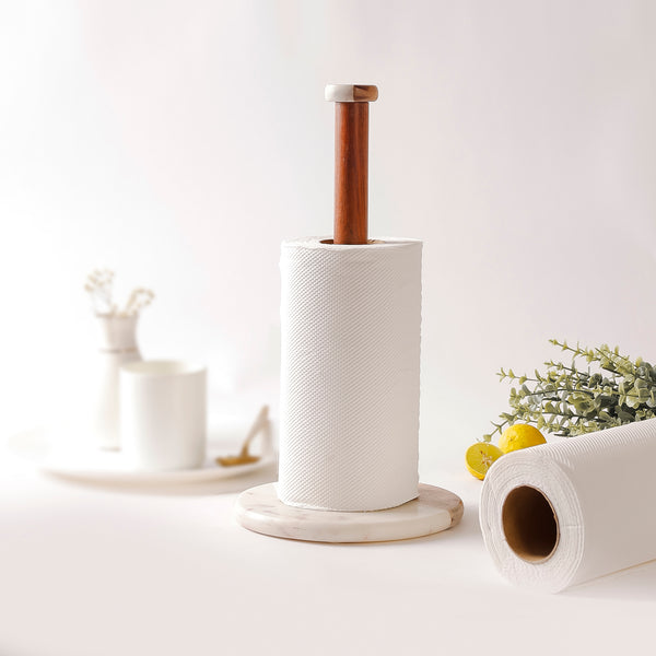 Elegant Wooden and Marble Tissue Paper Holder
