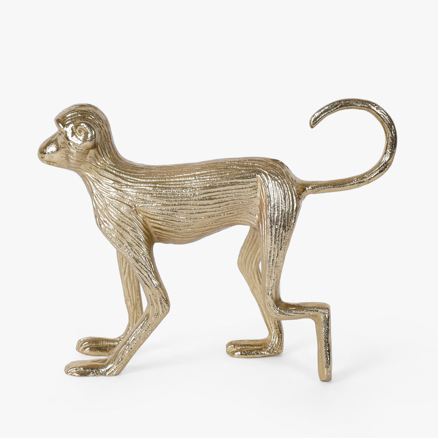 Gold Aluminium Monkey Figurine Showpiece for Tabletop
