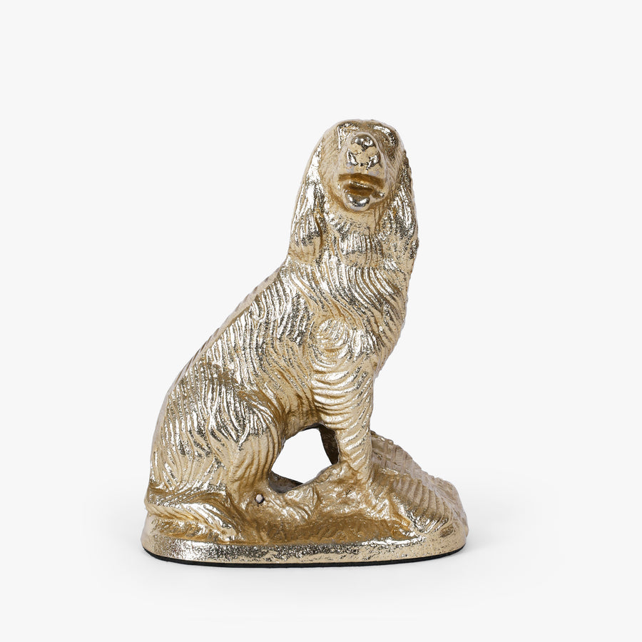 Gold Aluminium Dog Figurine Showpiece for Tabletop