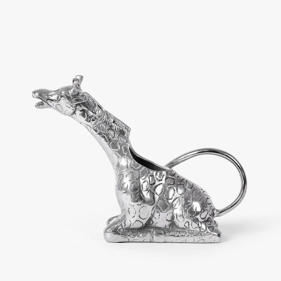 Silver Giraffe Wine Bottle Holder | Decorative Bottle Stand for Table, Bar & Kitchen | Modern Animal Figurine Home Decor Accent