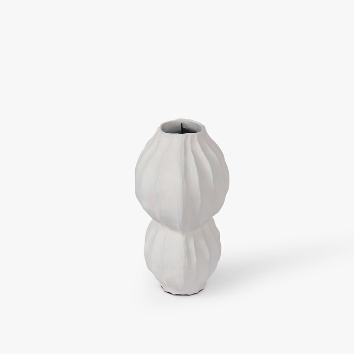 White Double-Fluted Metal Vase