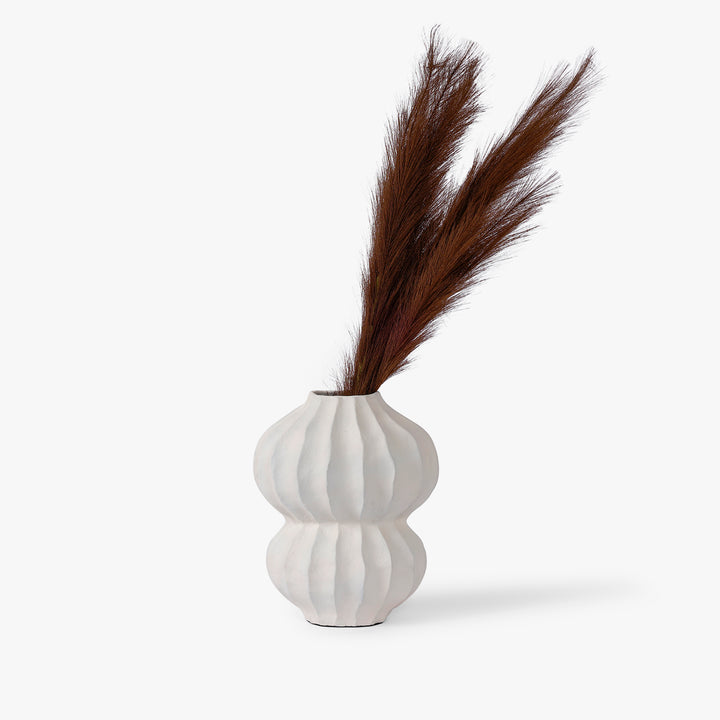 White Double-Fluted Metal Vase