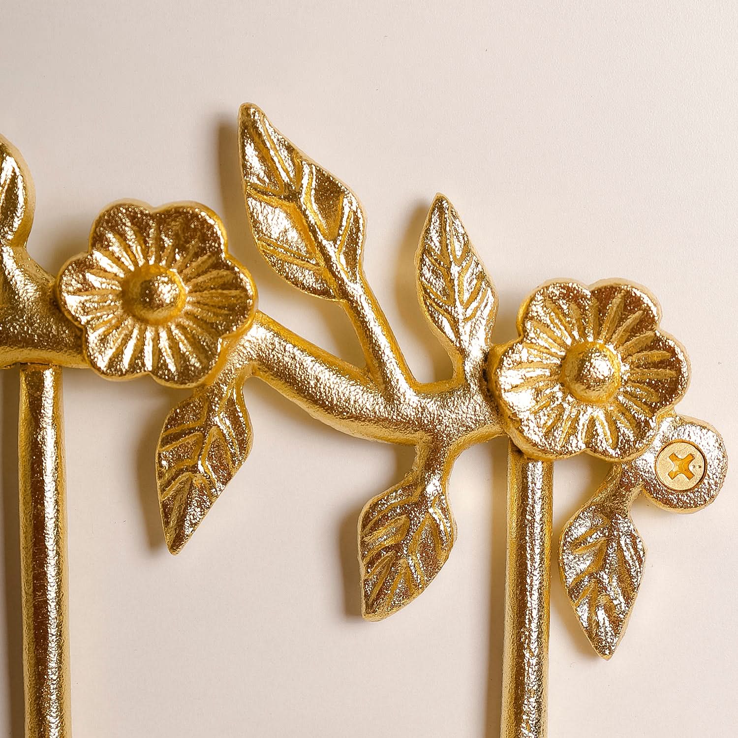 Handcrafted Floral Metal Wall Hook Set