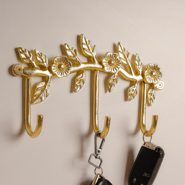 Handcrafted Floral Metal Wall Hook Set