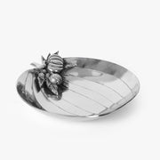 Silver Pumpkin Oval Platter | Decorative Metal Serving Plate & Dining Table Accent