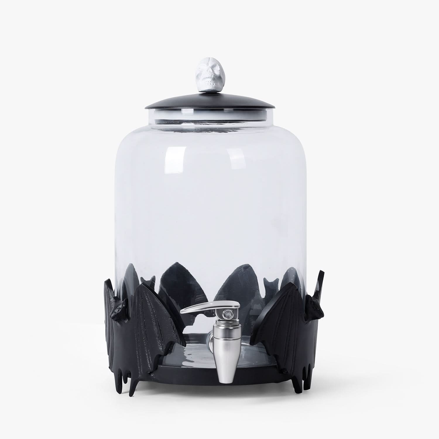 Glass Water Dispenser with Bat & Skull Detail | Decorative Drink Dispenser & Bar Decor