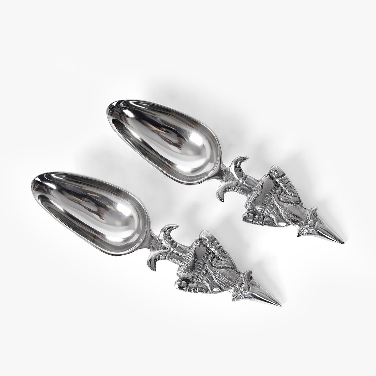 Silver Santa Claus Serving Spoons Set of 2 | Festive Decorative Serving Spoons for Dining